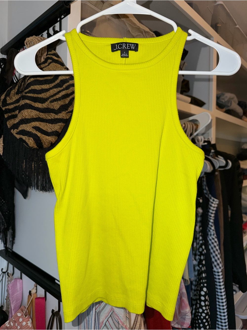 J. Crew Neon Lime Ribbed Tank Top